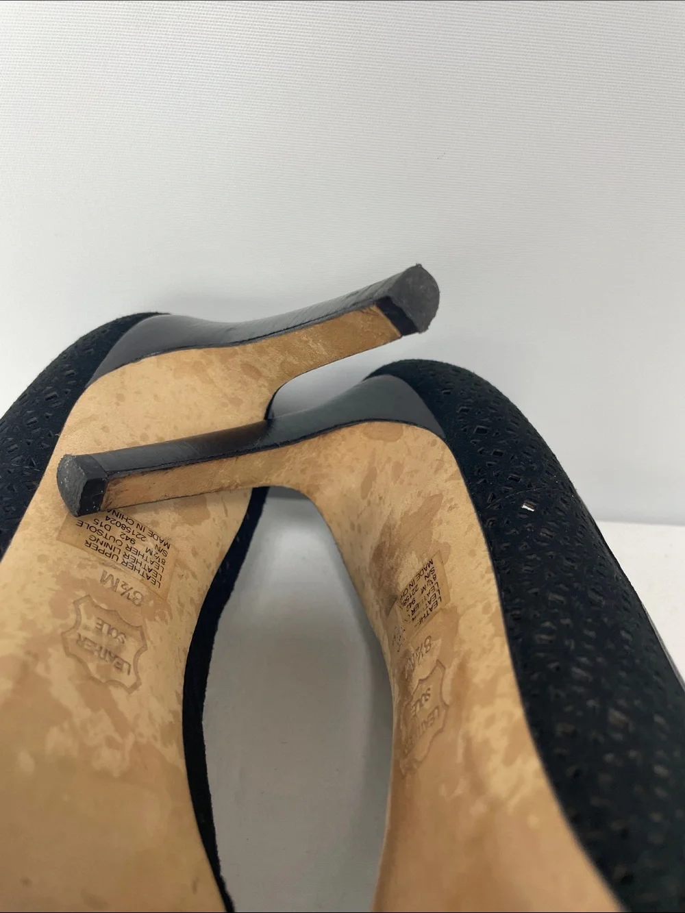 Tory Burch Black Laser-Cut Peep-Toe Pumps, Size 8.5